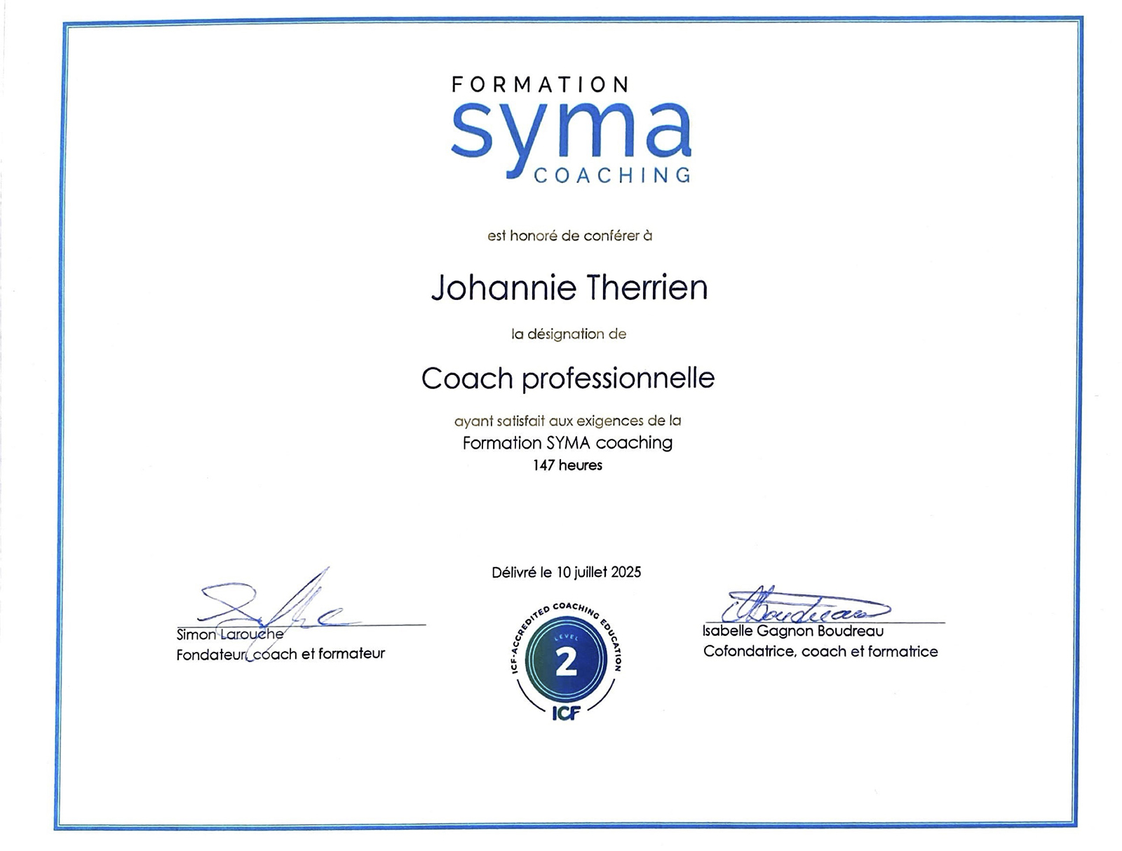 Formation Syma Coaching | Johannie Therrien